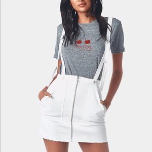 For Love & Lemons Monika Overalls Mini Skirt White Denim